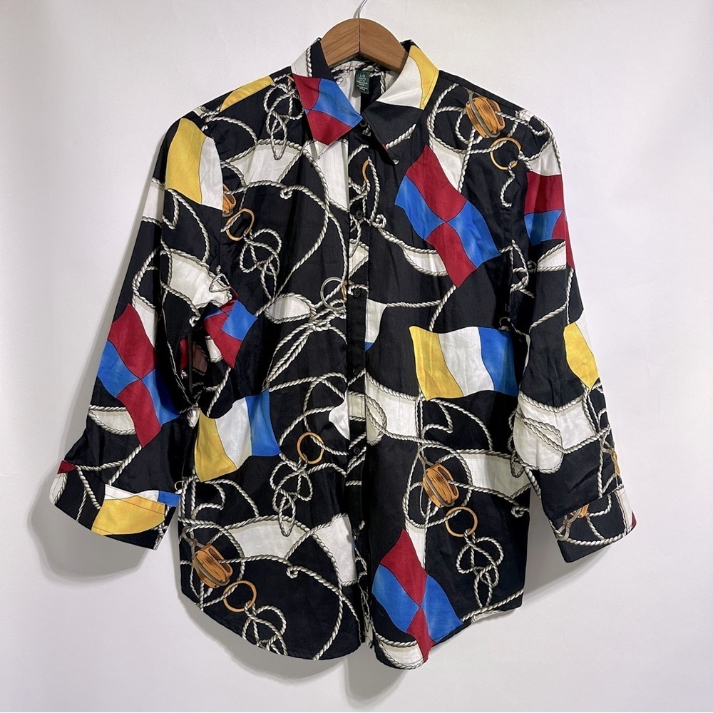 Ralph Lauren Sail Boat Nautical Woman's Long Sleeve button down Shirt Large